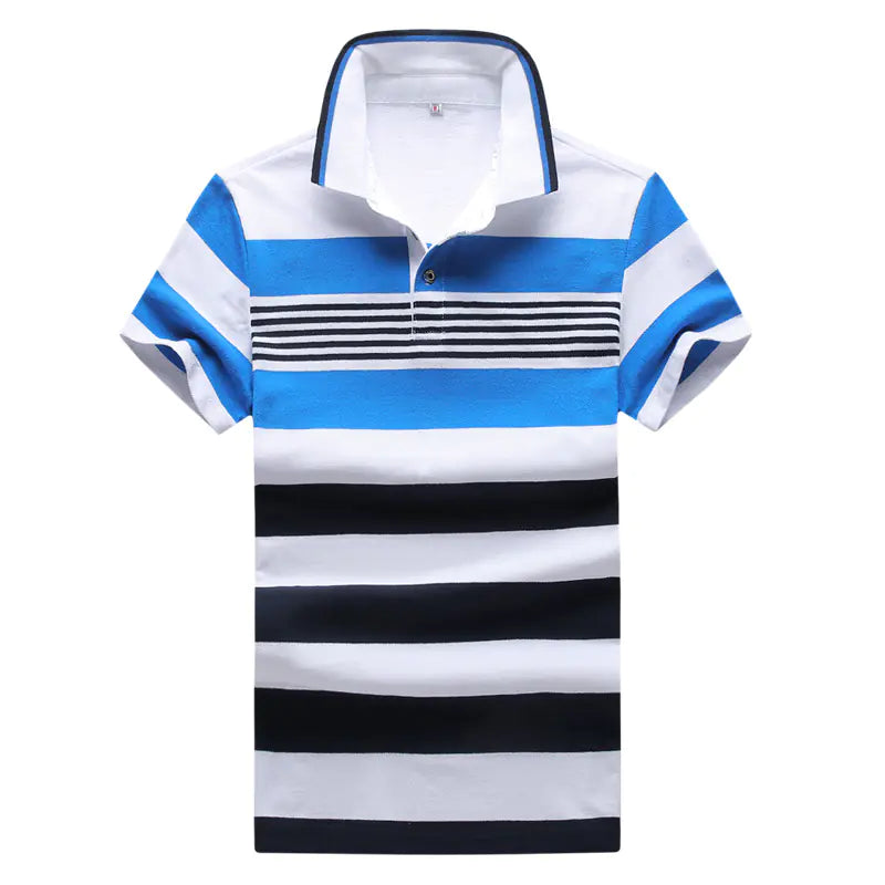 Men's Short Sleeve Polo Shirt with Green Stripes