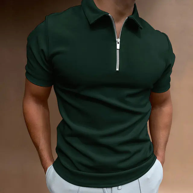 Men's Casual Fit Solid Color Short Sleeve Polo Shirt