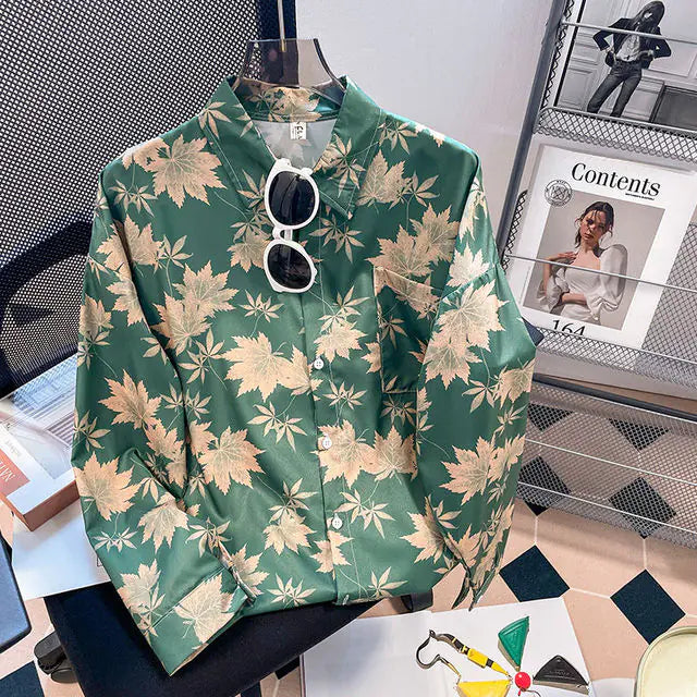 Vintage Floral Turn-down Collar Blouse for Women