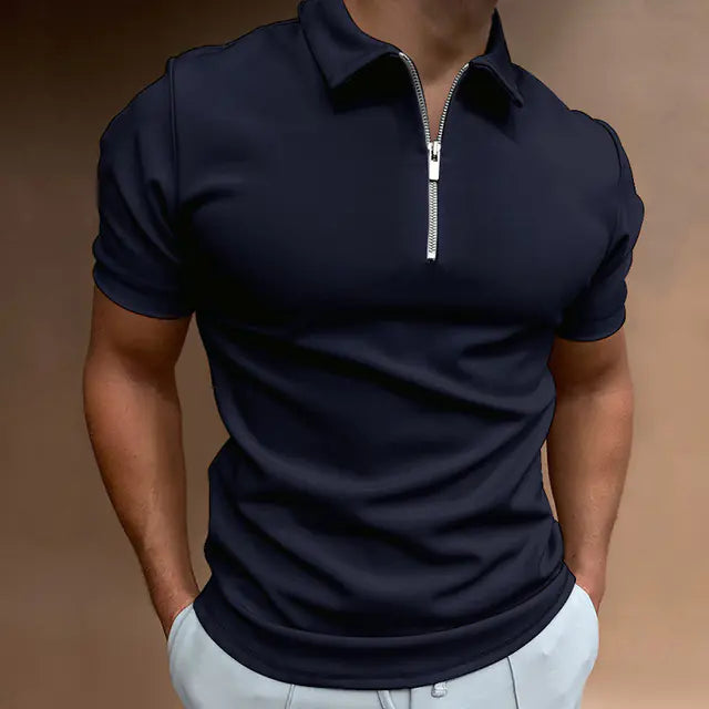 Men's Casual Fit Solid Color Short Sleeve Polo Shirt