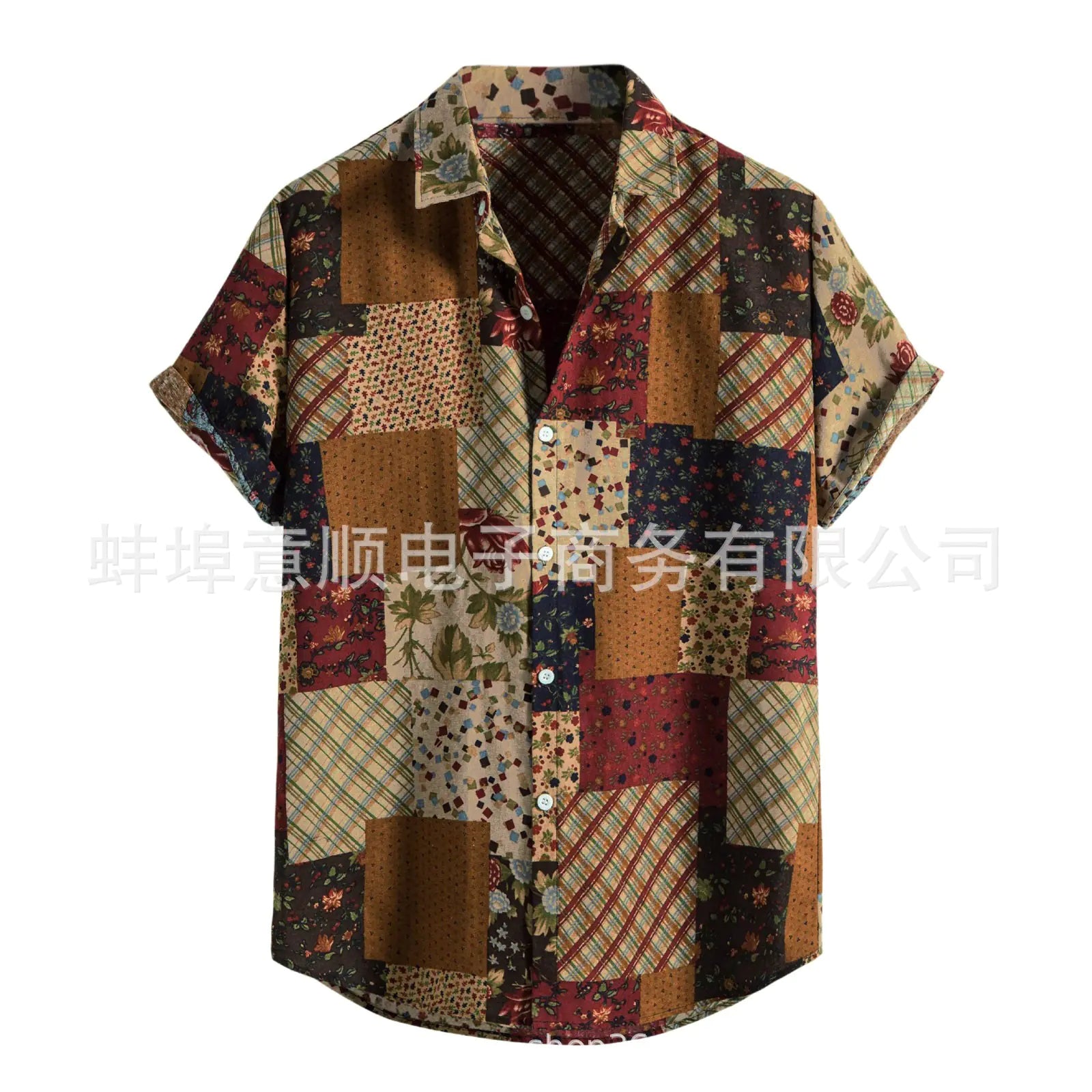 Men's Casual 3D Digital Print Short Sleeve Shirt