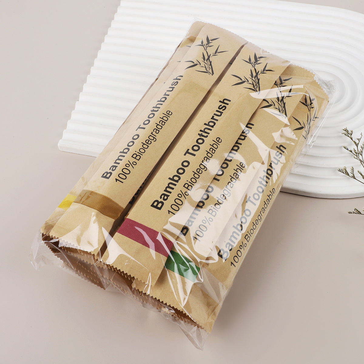 Biodegradable Bamboo Toothbrushes in Paper Bags (Set)