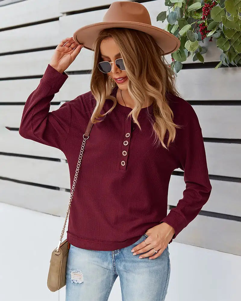 Solid Color Blouse and Sweater for Women