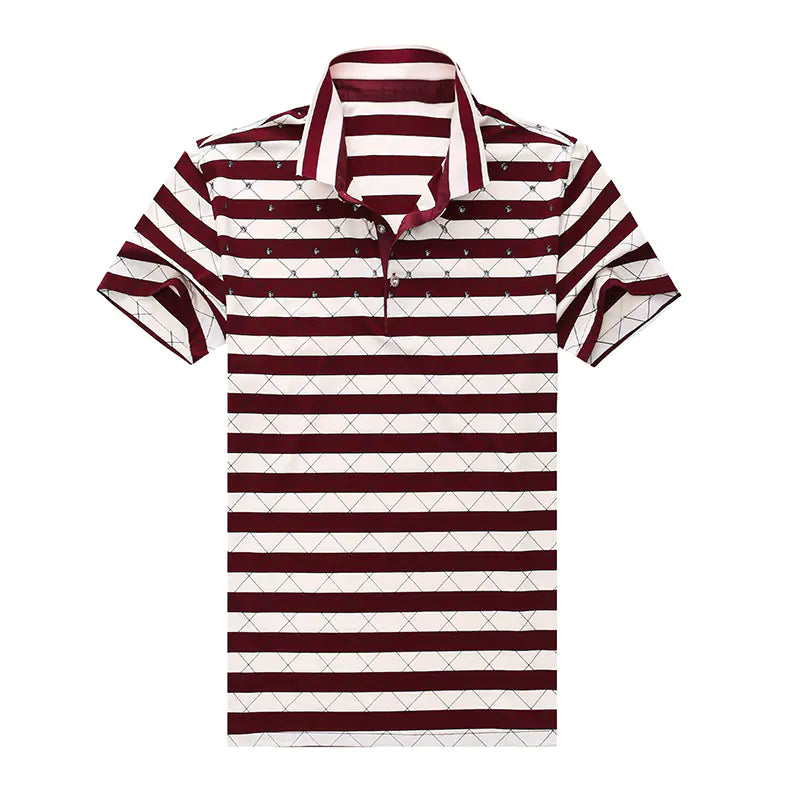 Summer Men's Striped Short Sleeve Polo Shirt