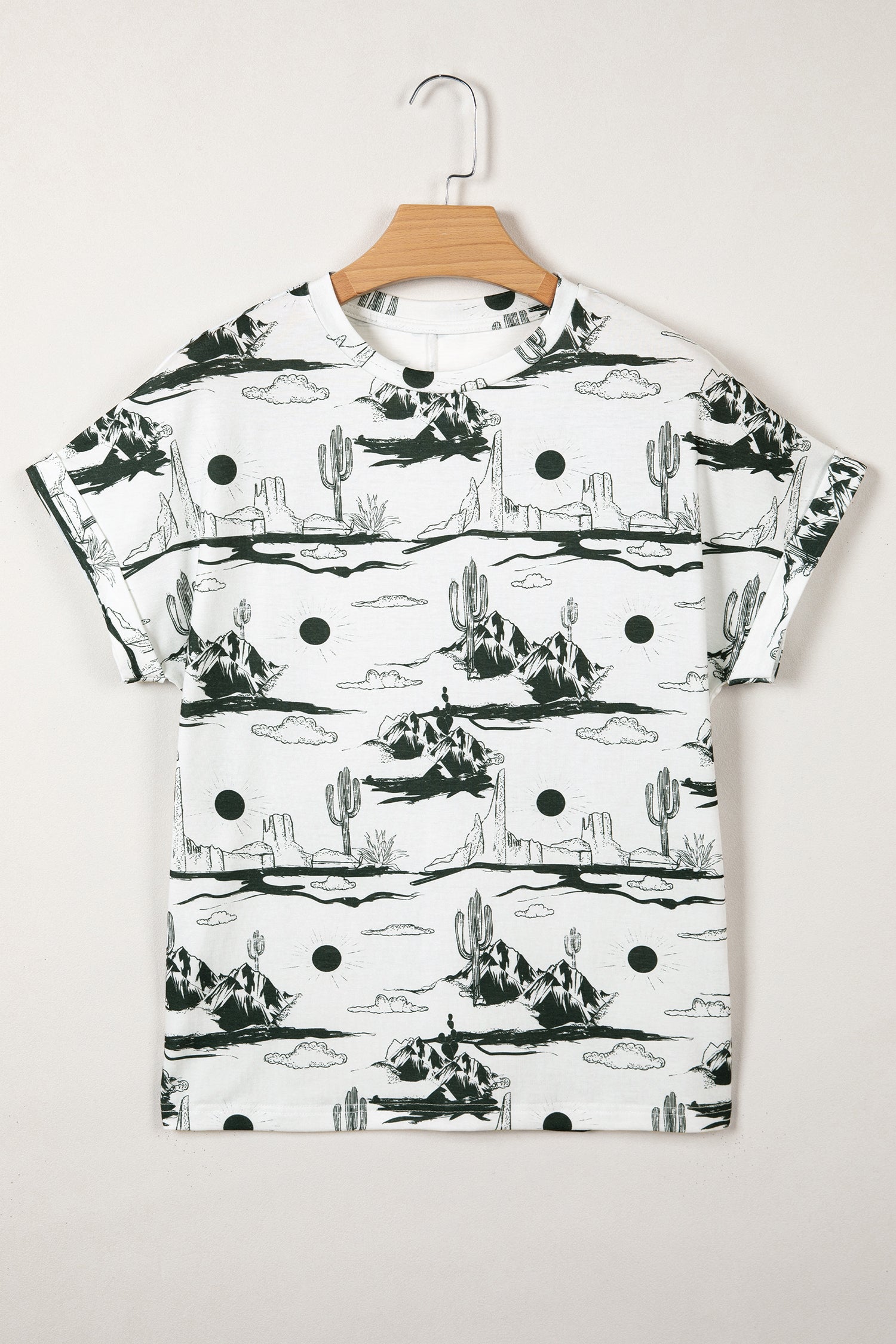 Black Desert Sand Print Short Sleeve Knit Top