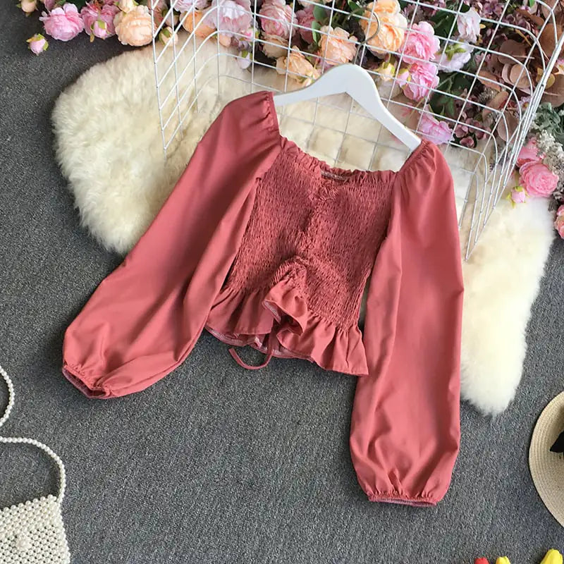 Elegant Retro Chiffon Bubble Blouse for Women