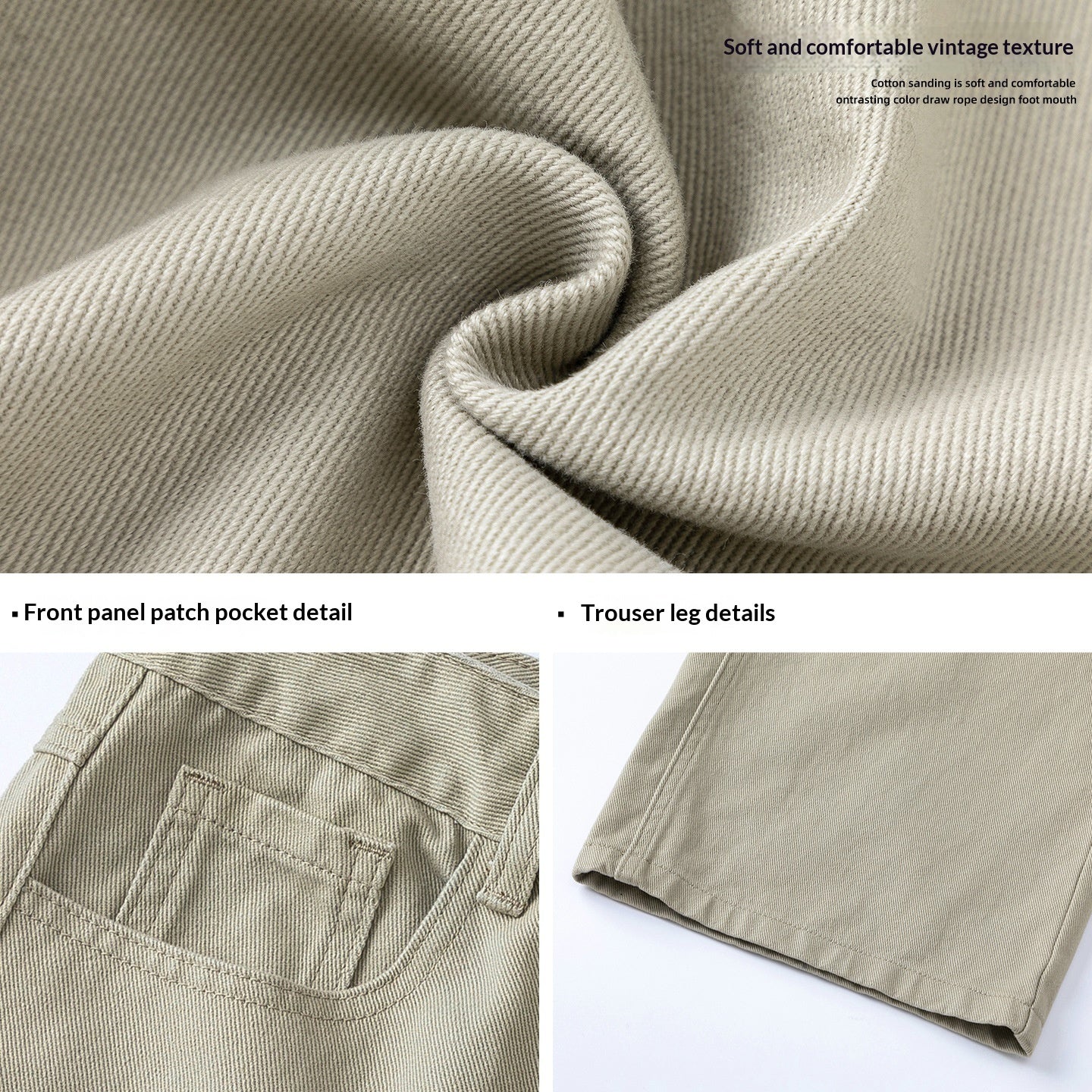 Textured Pure-cotton Slightly Elastic Trendy Vintage-style Trousers