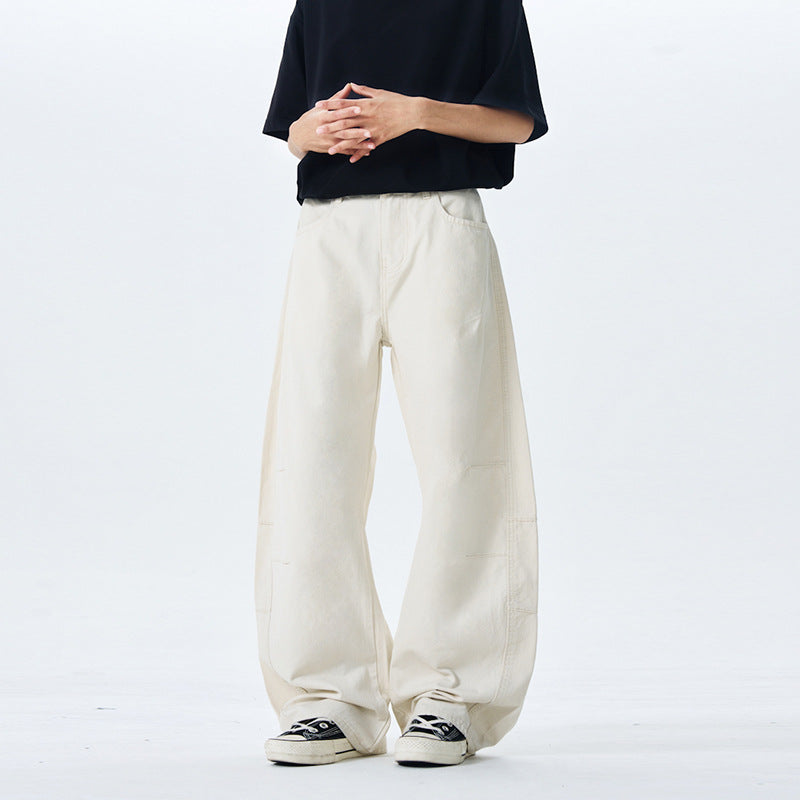 Mens Loose-Fit American-Style Retro Pleated Culottes