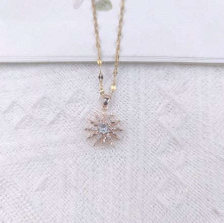 Colorful Zircon Flower Pendant Necklace for Women