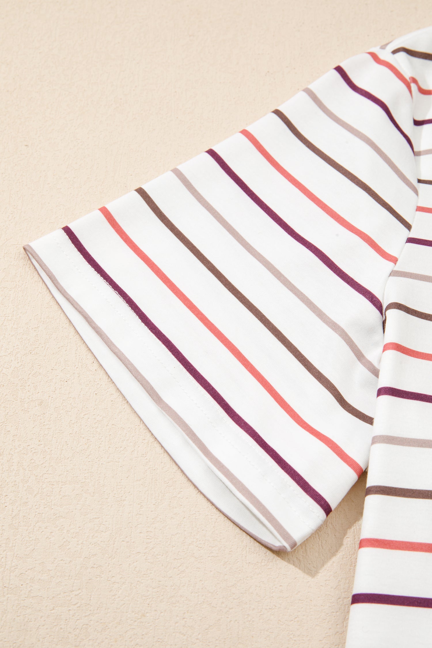 White Stripe V Neck Casual Plus Size Tee