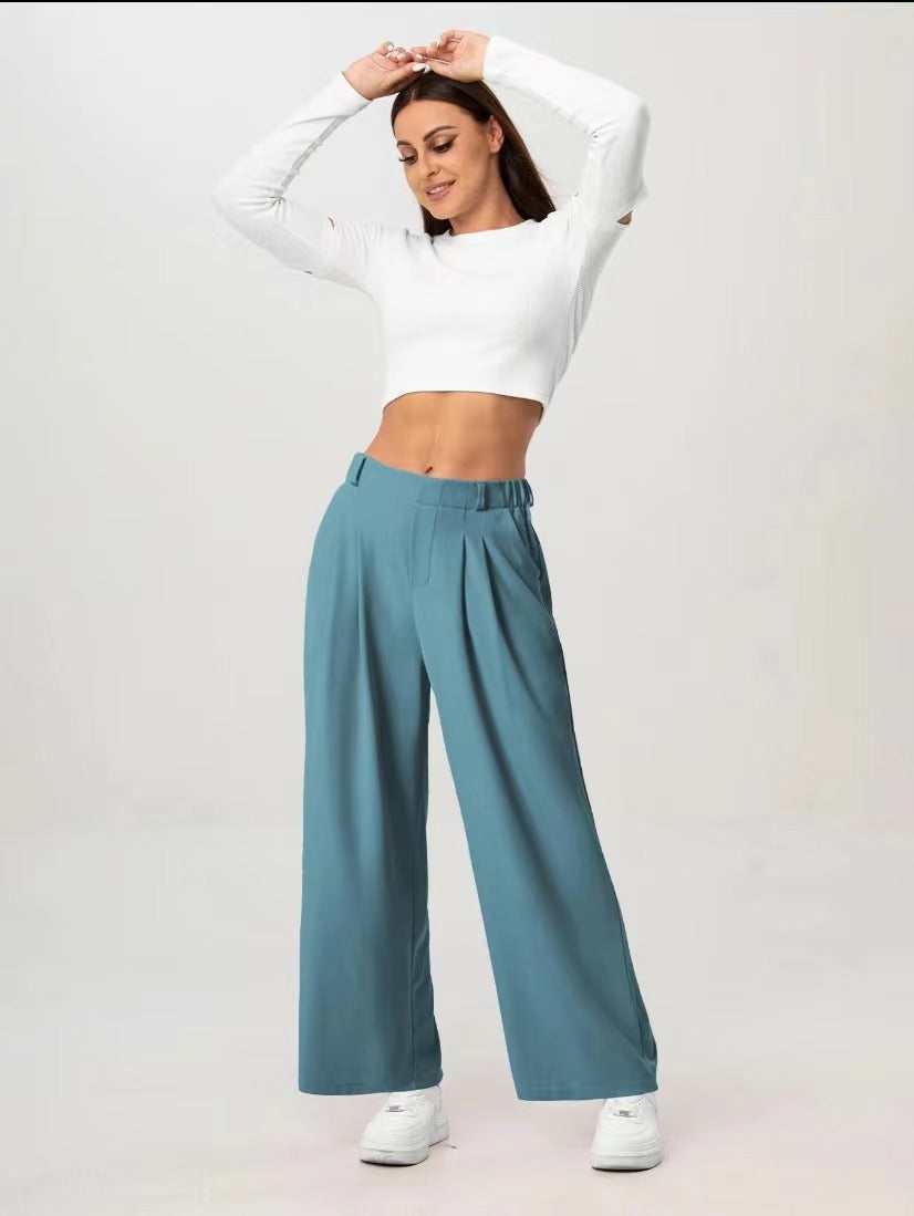 Elegant Professional-style High-waisted Straight-leg Pants