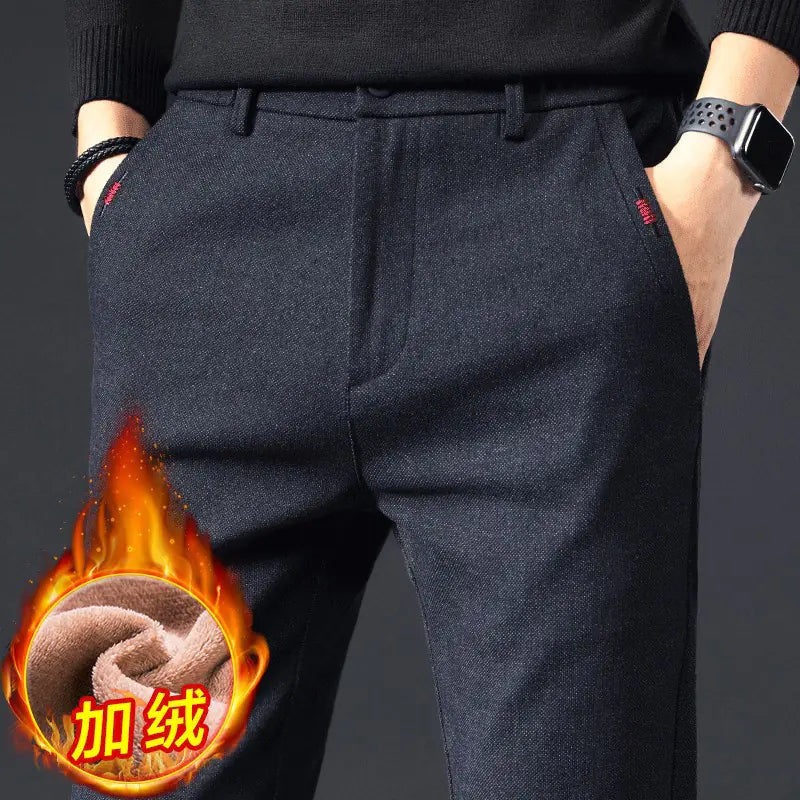 Men's Casual Brushed Chinos - Korean Style Loose Fit