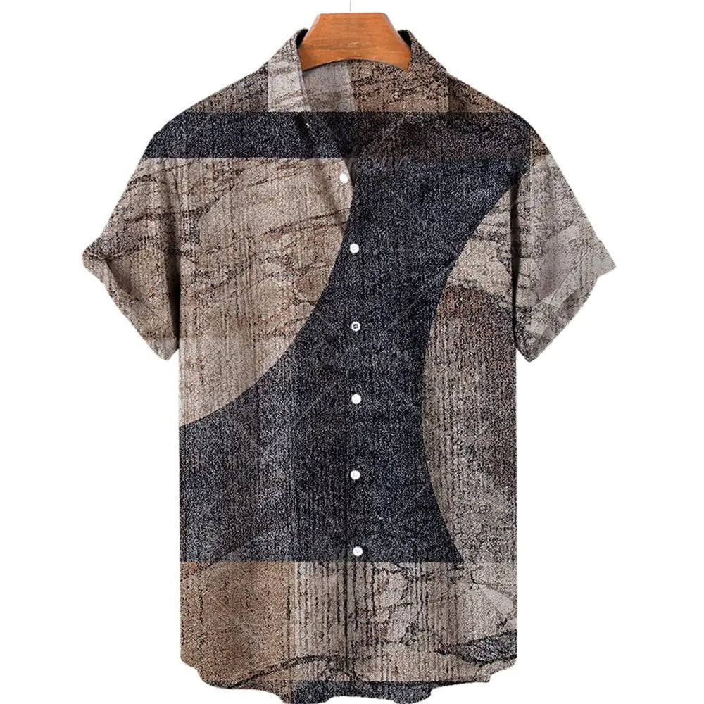 Men's Casual 3D Digital Print Short-Sleeve Shirt