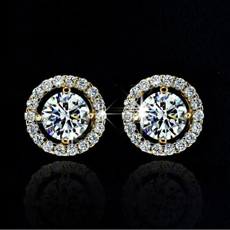 Cubic Zirconia Stud Earrings with Four-Prong Design
