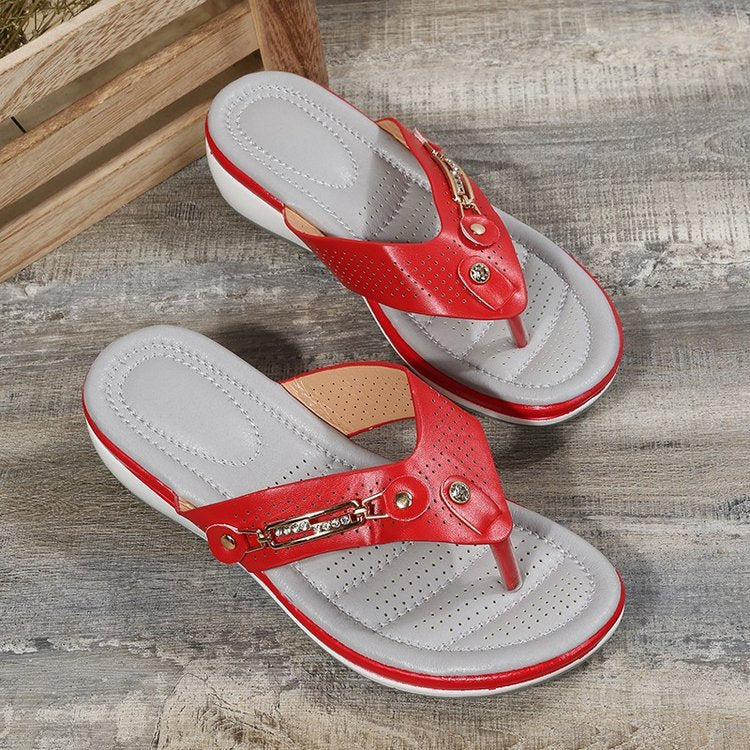 Zip Thong Wedge Platform Flip-Flops