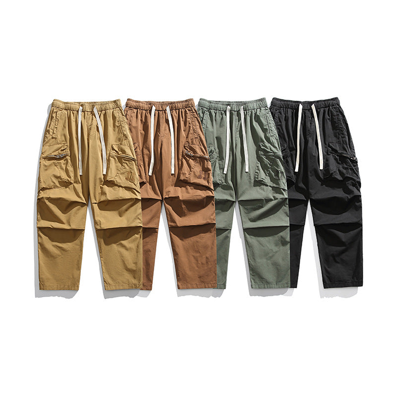 Retro Mens Loose-fitting Casual Wide-leg Pants