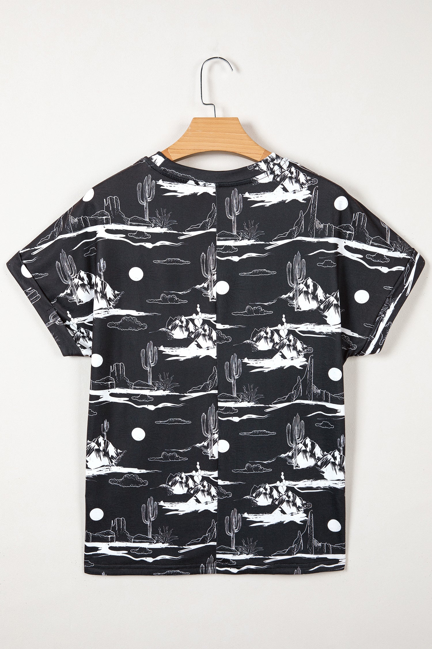 Black Desert Sand Print Short Sleeve Knit Top