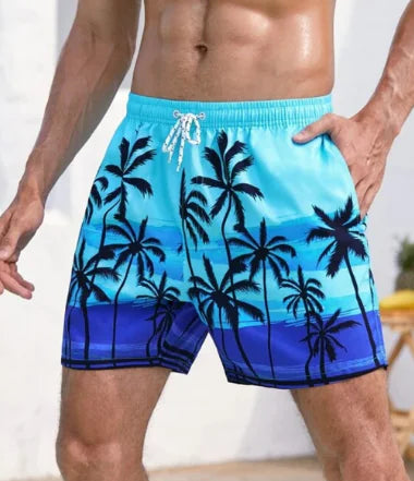 TADDLEE Men's Quick-Dry Swim Trunks with Palm Trees