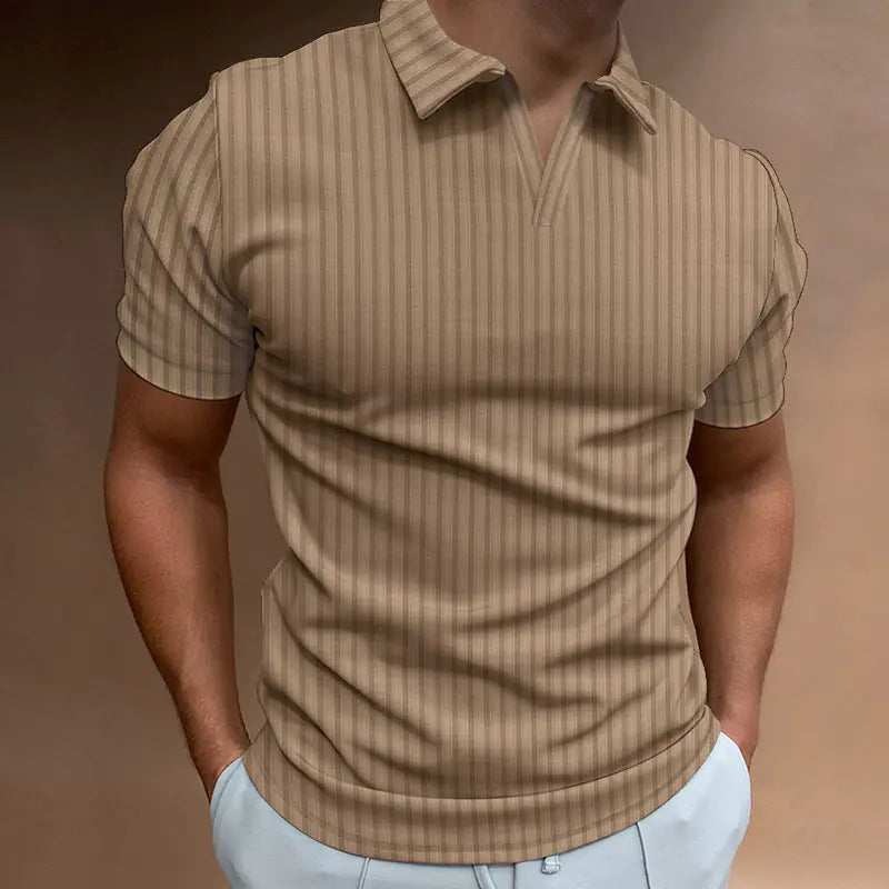 Men's Casual Summer Polo Shirt with Vertical Stripes