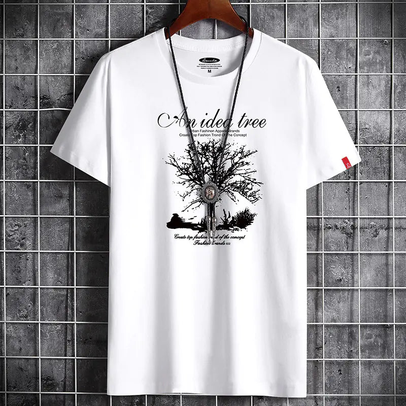 Men's Summer Cotton Round Neck Short Sleeve T-Shirt