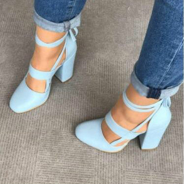 Chunky Heeled Strappy Sandals, Plus Size Heels