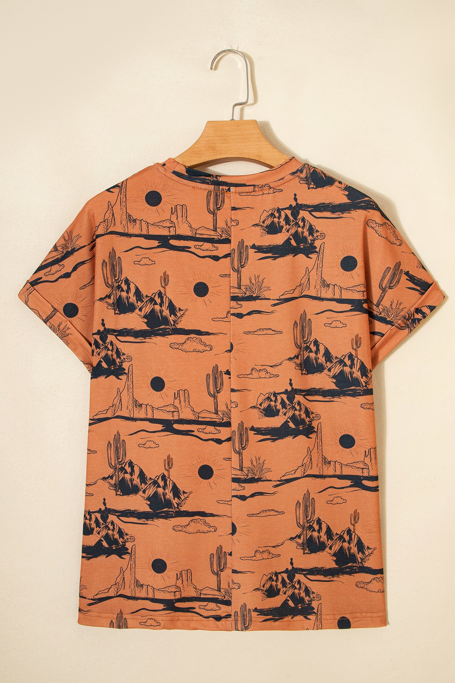 Black Desert Sand Print Short Sleeve Knit Top