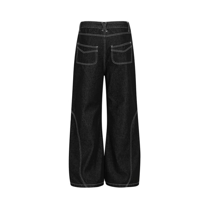 American-style Vintage Snake-pattern Raw Denim Narrow-rise Selvedge Flared Jeans