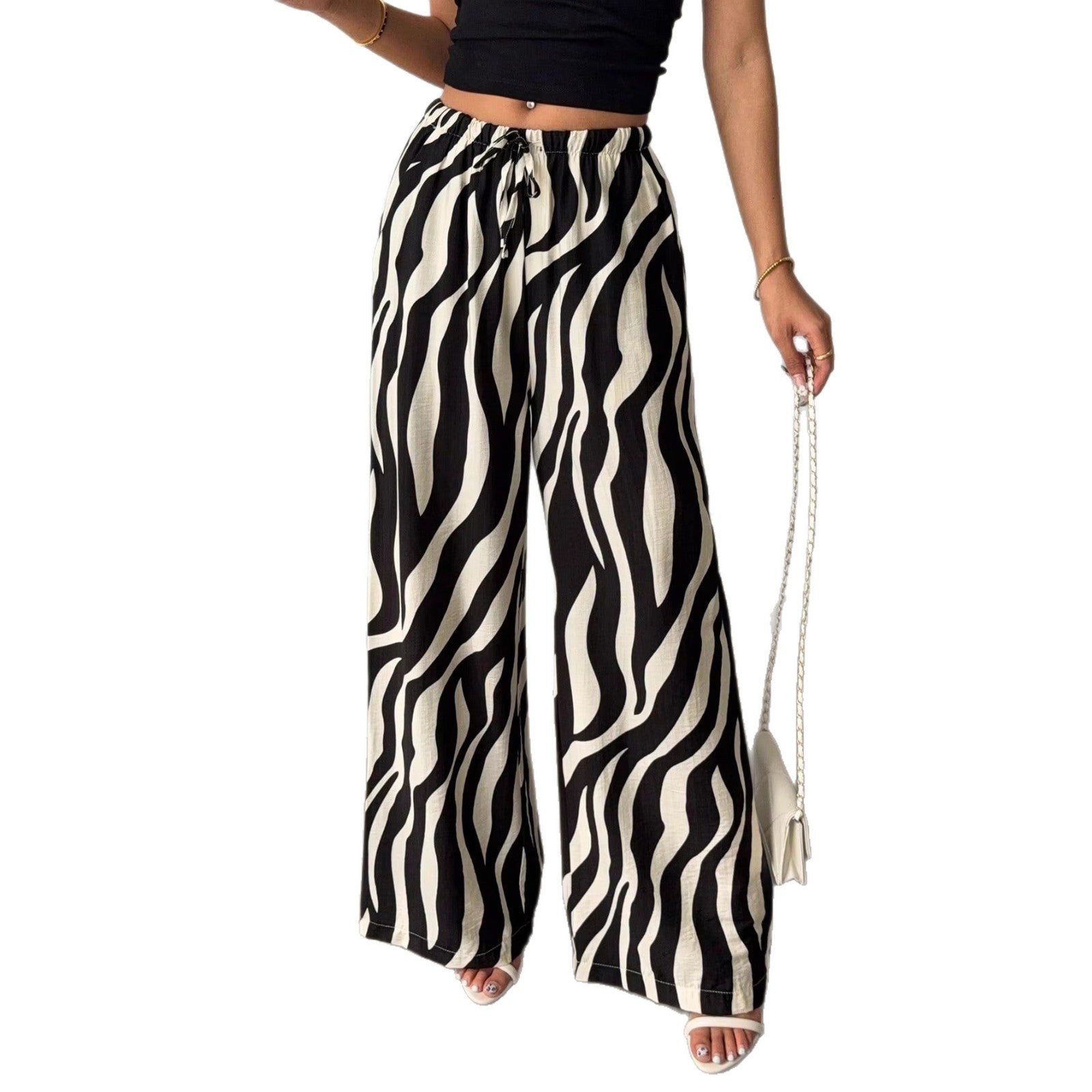 Elegant Printed Wide-Leg Pants For Women