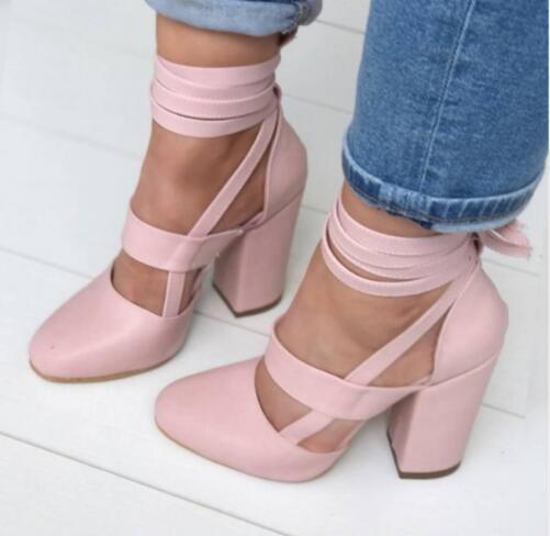 Chunky Heeled Strappy Sandals, Plus Size Heels