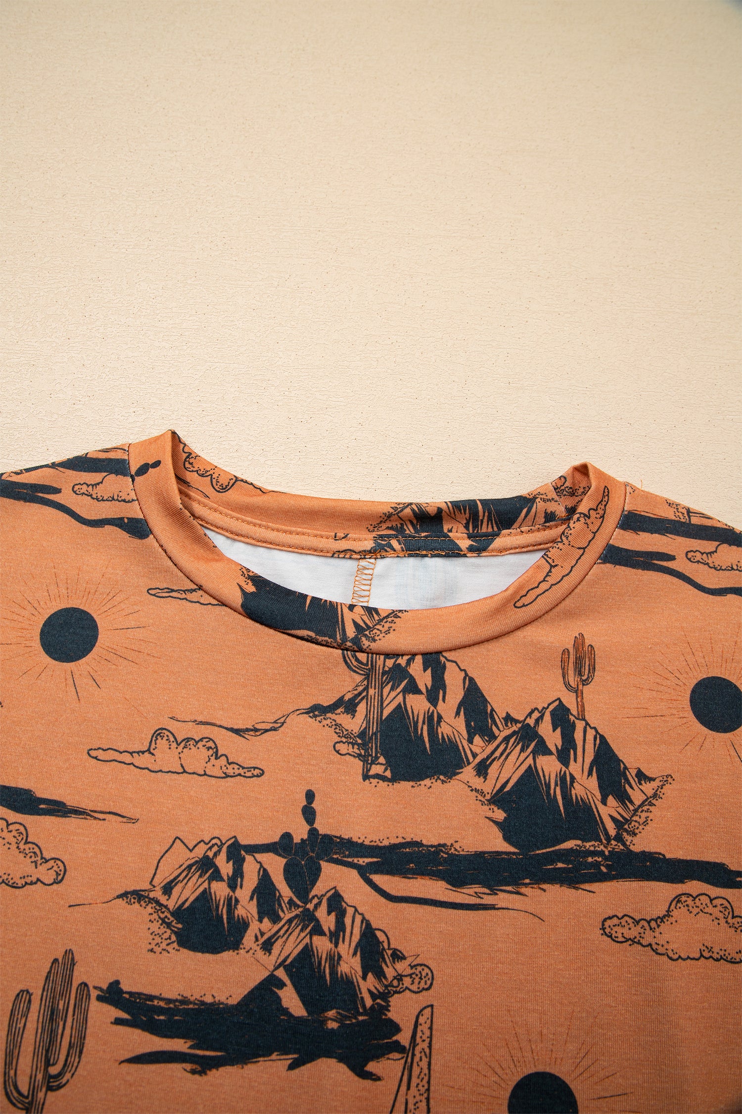 Black Desert Sand Print Short Sleeve Knit Top