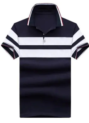 Men's Short Sleeve Striped Polo Shirt for Summer