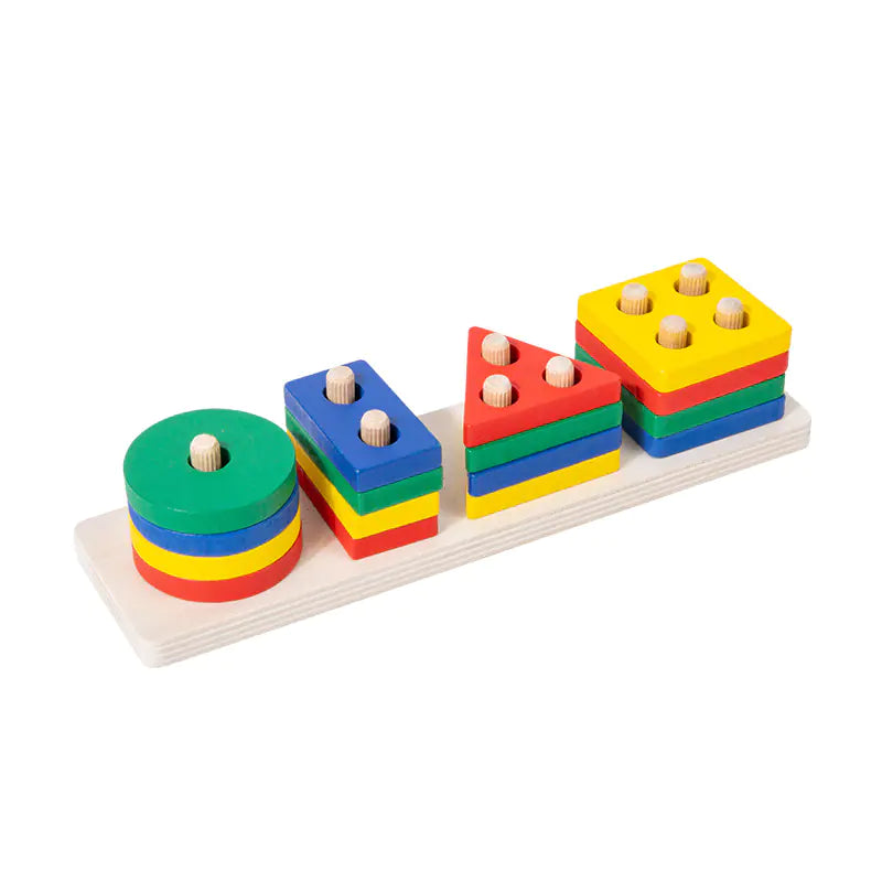 Wooden Geometric Shape Stacking Blocks for Early Learning