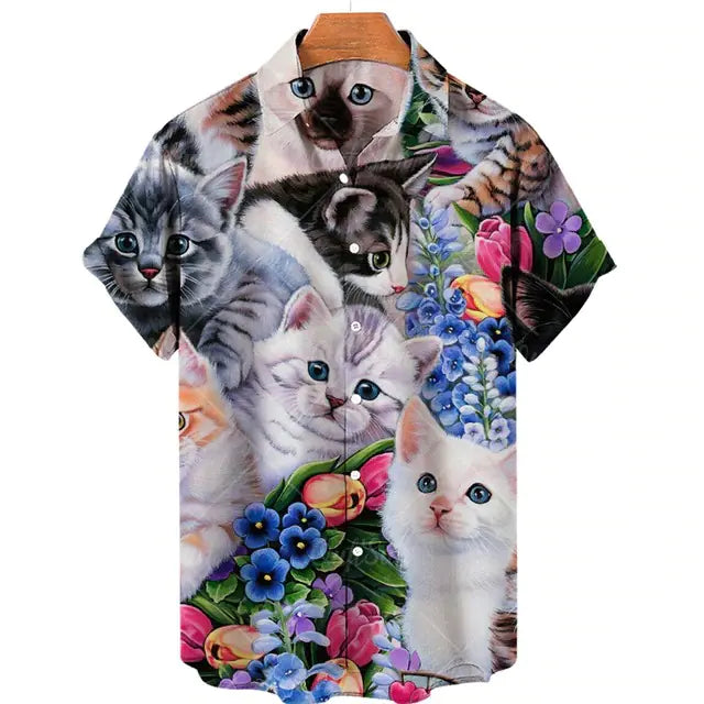 Men's Casual 3D Digital Print Short Sleeve Shirt