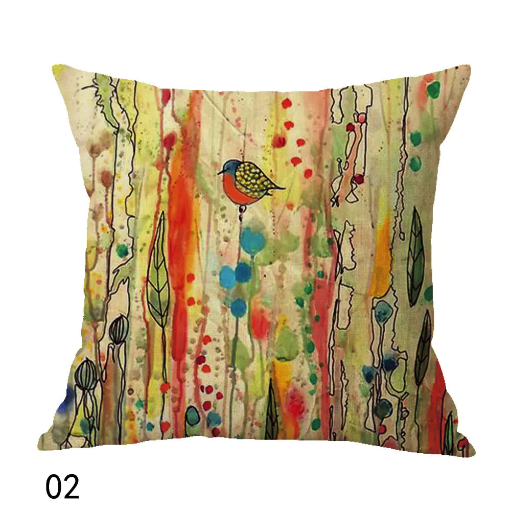 New Oil Painting Bird Cushion Cover Set for Home Decor