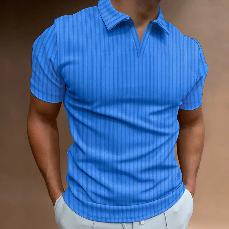 Men's Casual Summer Polo Shirt with Vertical Stripes