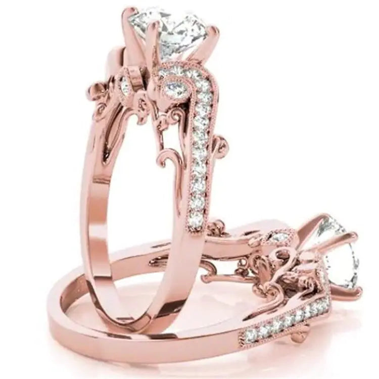 Fashion Princess Engagement Ring with Zirconia Stones