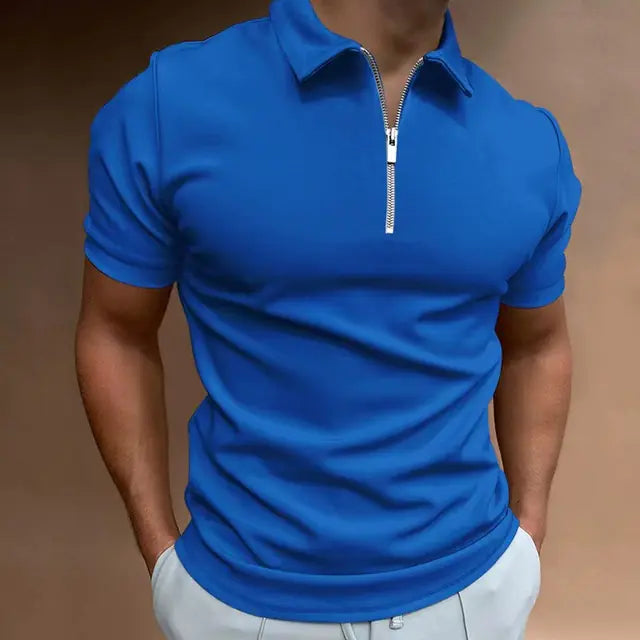 Men's Casual Fit Solid Color Short Sleeve Polo Shirt
