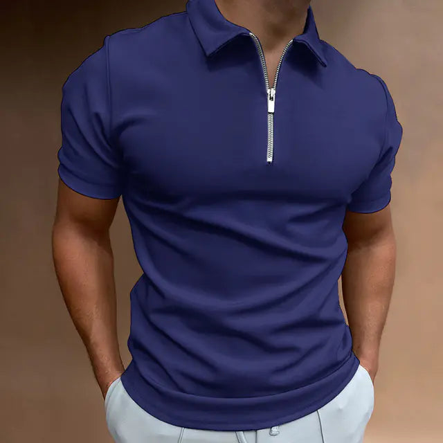 Men's Casual Fit Solid Color Short Sleeve Polo Shirt
