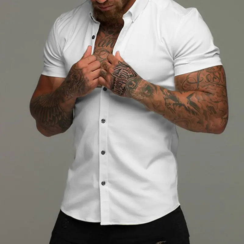 Men's Muscle Fit Short Sleeve Polo Shirt - Casual Stretch