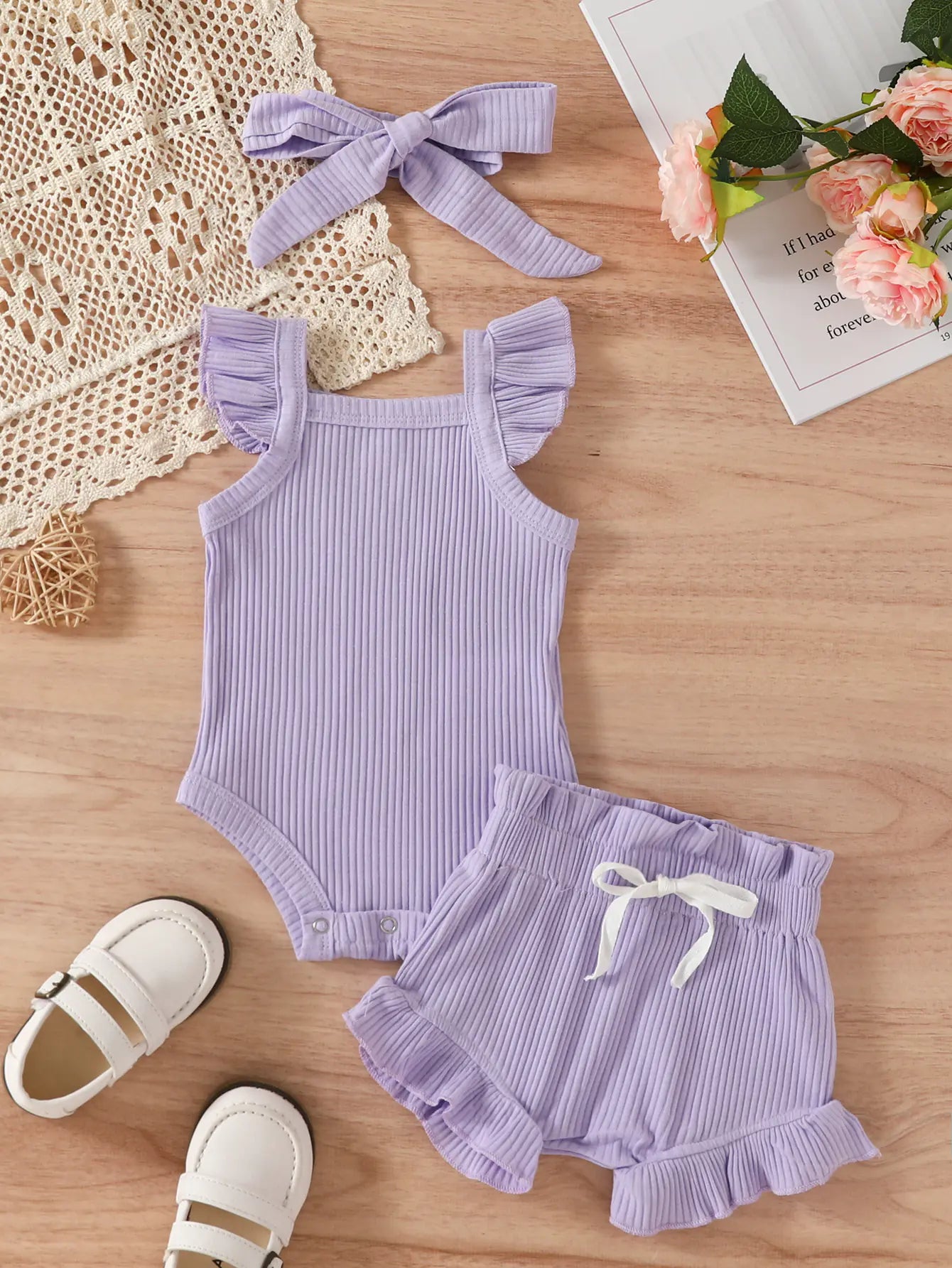 Baby Summer Romper and Shorts Set for Girls