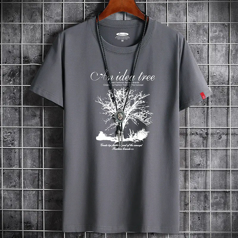 Men's Summer Cotton Round Neck Short Sleeve T-Shirt