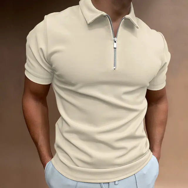Men's Casual Fit Solid Color Short Sleeve Polo Shirt