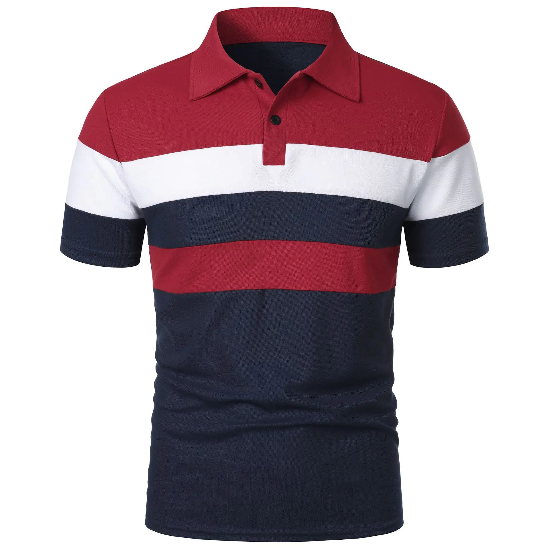 Men's Short Sleeve Polo with Color Block Stripes