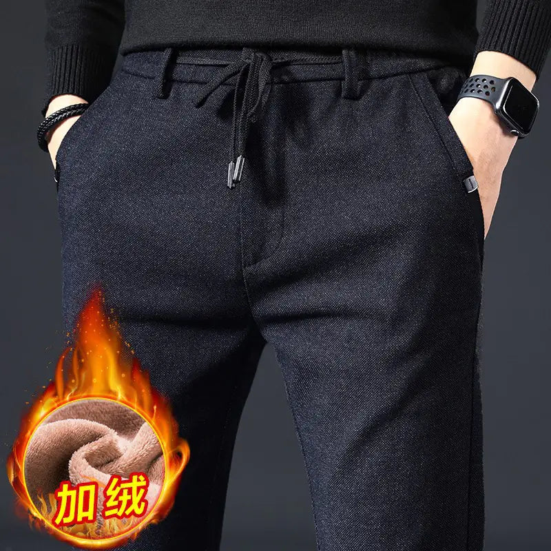 Men's Casual Brushed Chinos - Korean Style Loose Fit