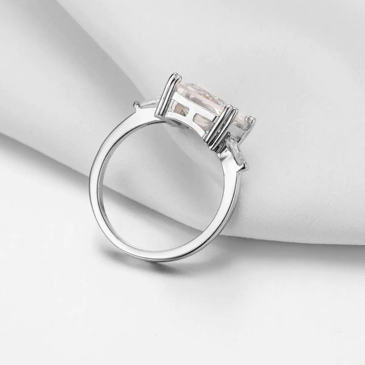 Exaggerated Princess Square Diamond Ring with Zirconia