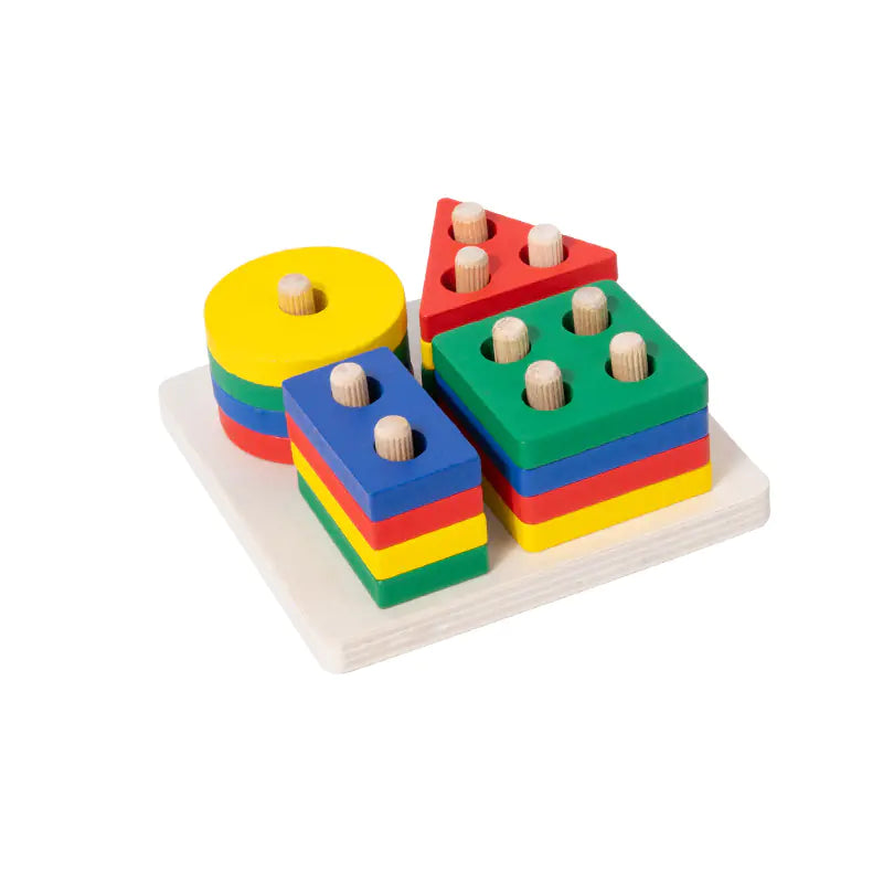 Wooden Geometric Shape Stacking Blocks for Early Learning