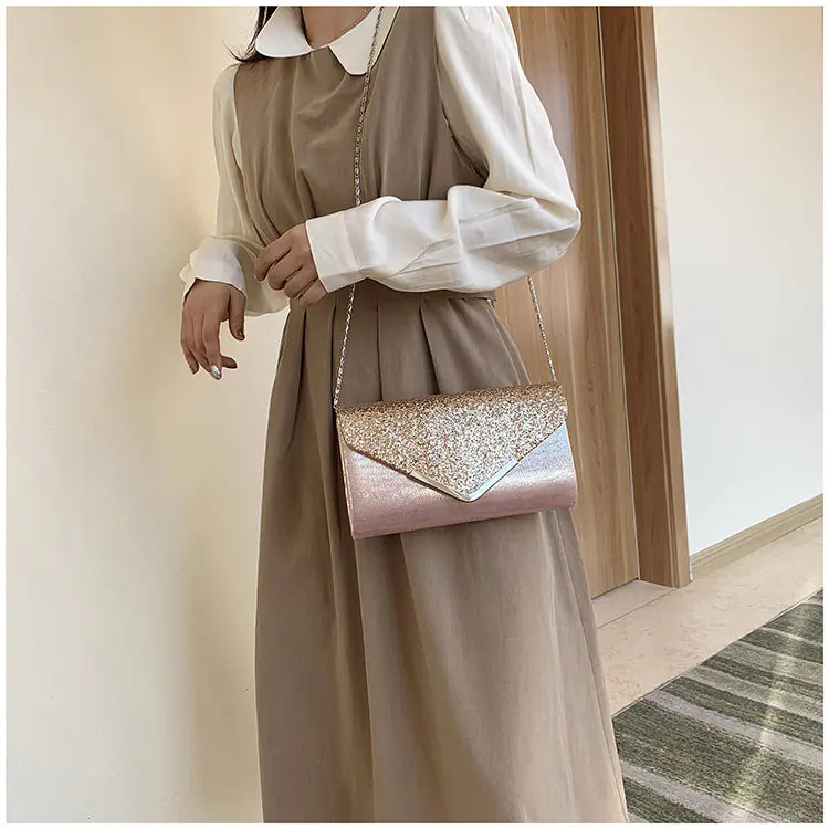Fashionable Women's Chain Envelope Clutch Bag