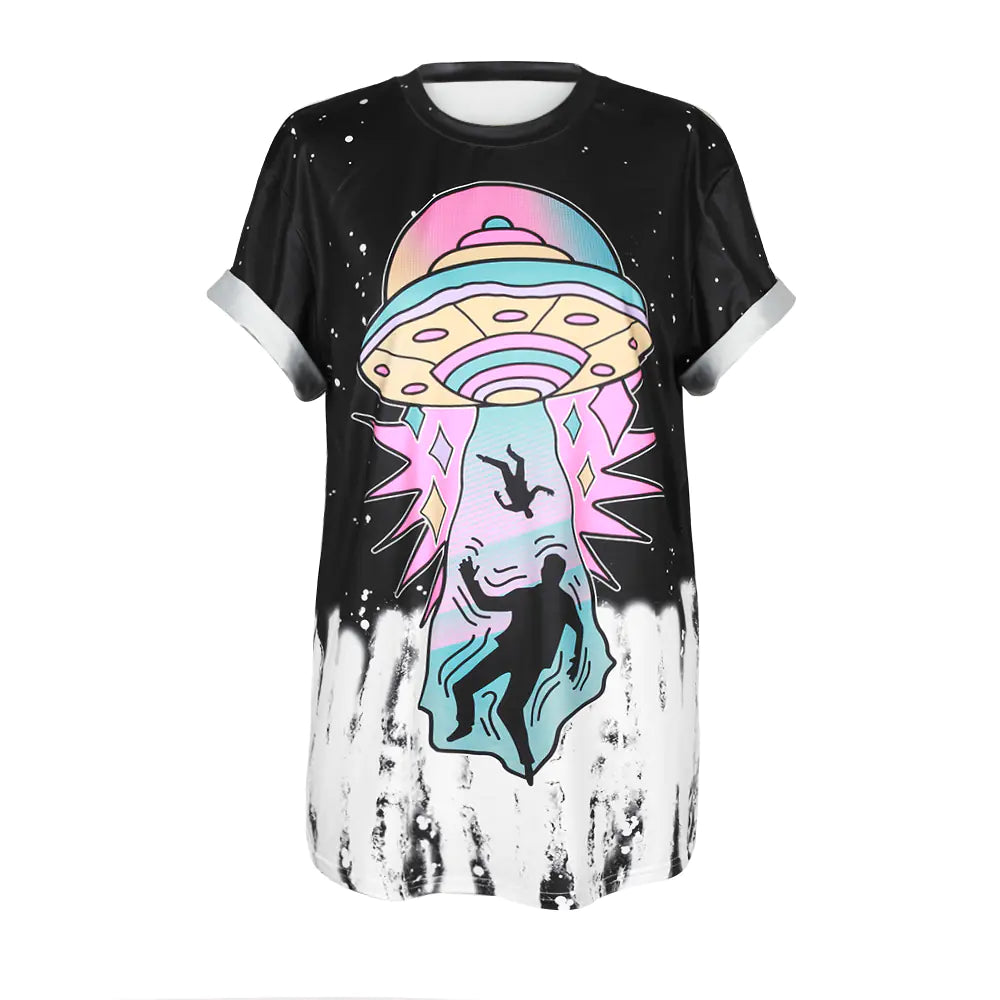 Printed Short Sleeve Round Neck T-Shirt