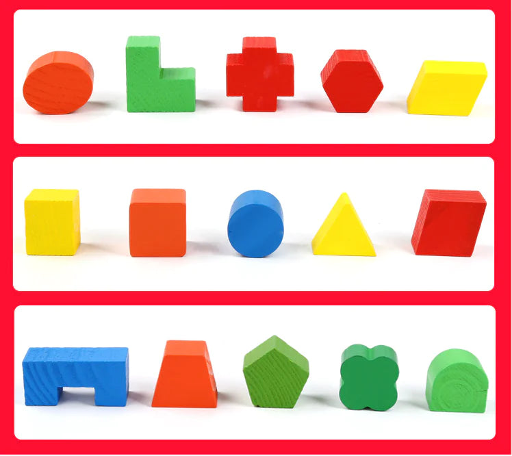 Wooden Geometric Shape Matching Blocks for Kids