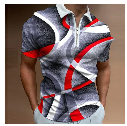 3D Digital Print Summer Polo Shirt for Men